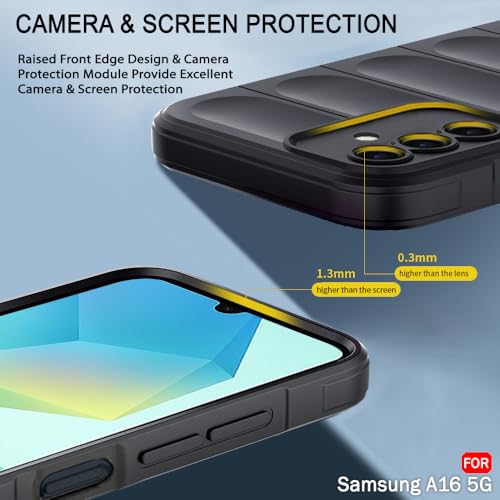 Image of TheGiftKart Liquid Silicon Back Cover Case for Samsung Galaxy A16 5G | Shockproof Military Grade Protection | Micro-Fibre Cloth On Inner Side | Anti-Slip Grip Back Cover for Samsung A16 (TPU, Black)