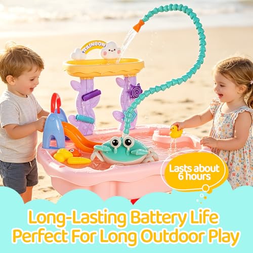 Image of 2026 Upgrade Water Table Pump, Rechargeable Crab Water Pump for Kids, Battery Powered 3 Modes Spray 2 Flow Settings, Continuous Flow 8 Hours, IP67 Waterproof, Boys Girls Summer Bathtubs, Pool Toy