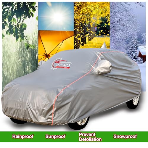 Image of Heavy-Duty Car Body Cover for Toyota Glanza (2019-2021) | Waterproof, Dustproof, UV Protection, Custom Fit, Heavy Belt & Buckle with Mirror & Antenna Pocket | Dark Grey