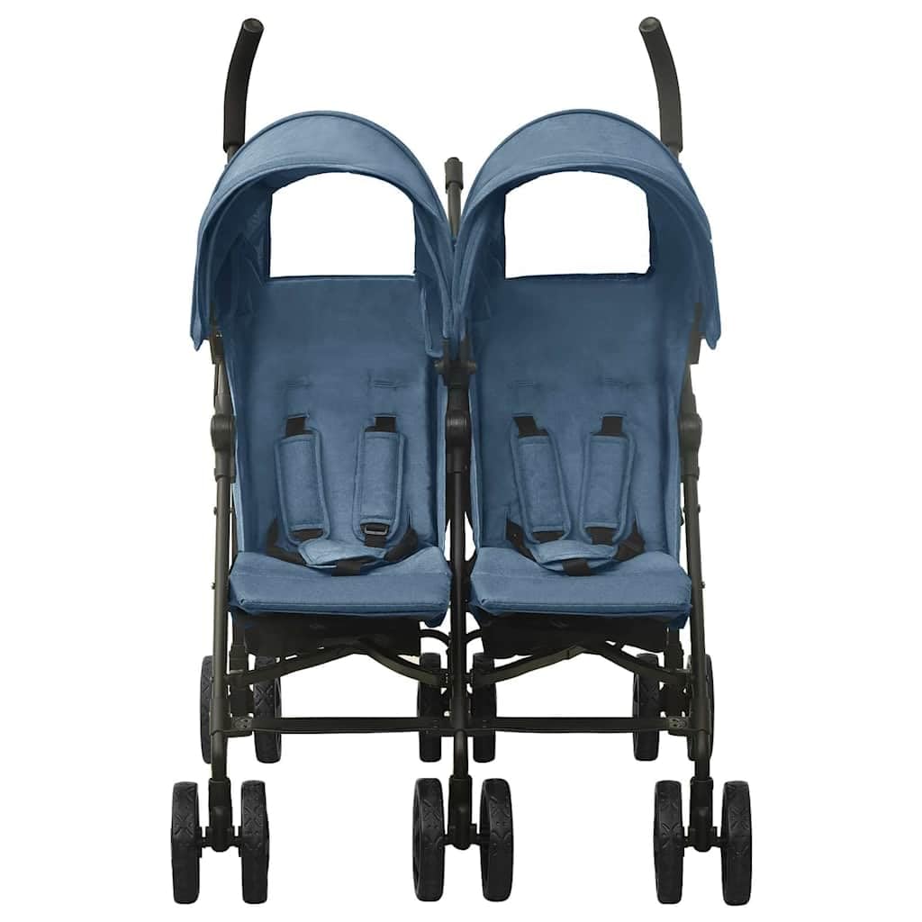 Passeggino gemellare, in acciaio/lino, blu navy
