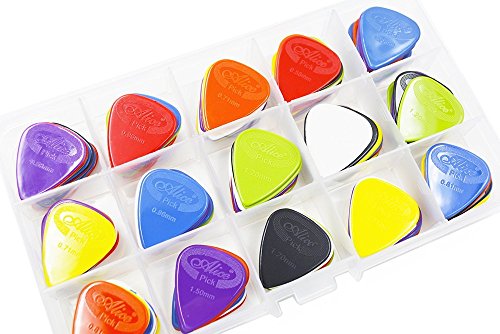 100Pcs Alice Anti-Slip Nylon Guitar Picks Plectrum Pick 6 Gauges Of 0.58/0.71/0.81/0.96/1.20/1.50 Mm + Pick Case 15 Grids Storage Box #TOP2