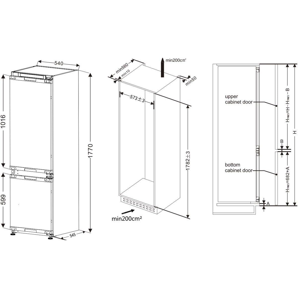 FrigeluX Réfrigérateur Combiné Blanc Intégrable 236 L CBNF177BI