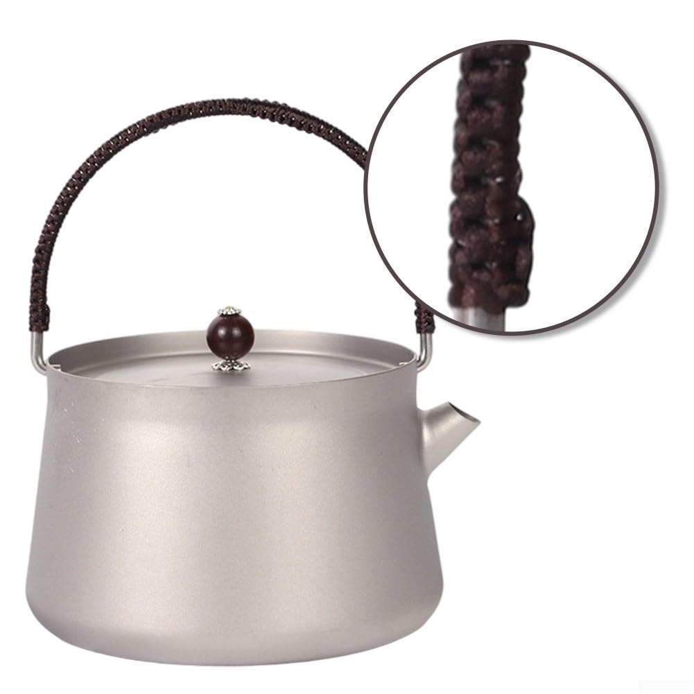Bouilloire en titane pur pour camping, extérieur, bouilloire à thé en titane ultra légère, bouteille d'eau portable pour la randonnée, bouteille résistante en titane de 1000 ml, grande taille