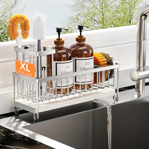 Cisily Extra Large Stainless Steel Sink Caddy Organizer