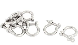 Aexit Stainless Steel Fall Protection Fastener Bow Shackles 8PCS for 4mm Restraint Ropes & Lanyards Wire Rope