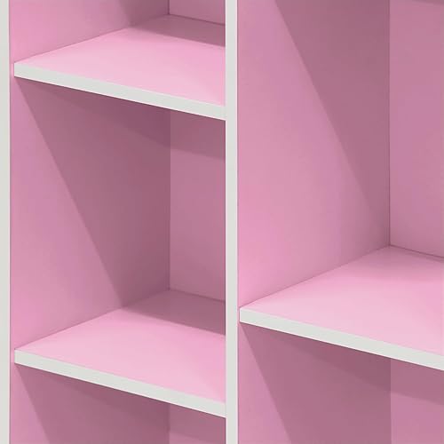 Miniatura 9 de Furinno LUDER Book Shelf, 7-Cube Bookshelf, Bookcase, 9.4 x 19.5 x 41.7, for Living Room, Bedroom, Home Office, White/Pink Blanco/Rosa,Pino