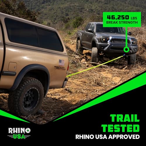 Image of Rhino USA Synthetic Soft Shackle Rope (2-Pack) - 44,050lb Offroad Recovery | 1 /2in x 22in Soft Shackles, 44,050lb Min Break Strength. For Truck, UTV, ATV. Compatible with Jeep, Toyota, Ford. Blue