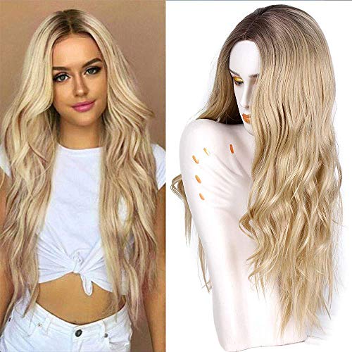 Mildiso Perücke Blond Damen Ombre Lang Gewellt Gelockt Locken Natürlich/Für Frauen Wig Alltag Anime Cosplay Kostümparty Halloween Karneval 019A