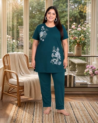 Image of In Love Women's Printed Cotton Plus Size Longline T-Shirt with Pockets | Cotton fabric - soft longline T-shirt with easy plus-size fit