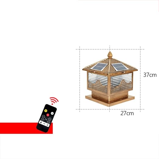 TAMYUSE Outdoor Solar Lamps Galvanized Sheet Solar Post Lights with Glass Shade Exterior Pole Lights with Remote Control Solar Pillar Light for Patio, Porch, Yard, Garden photo 3