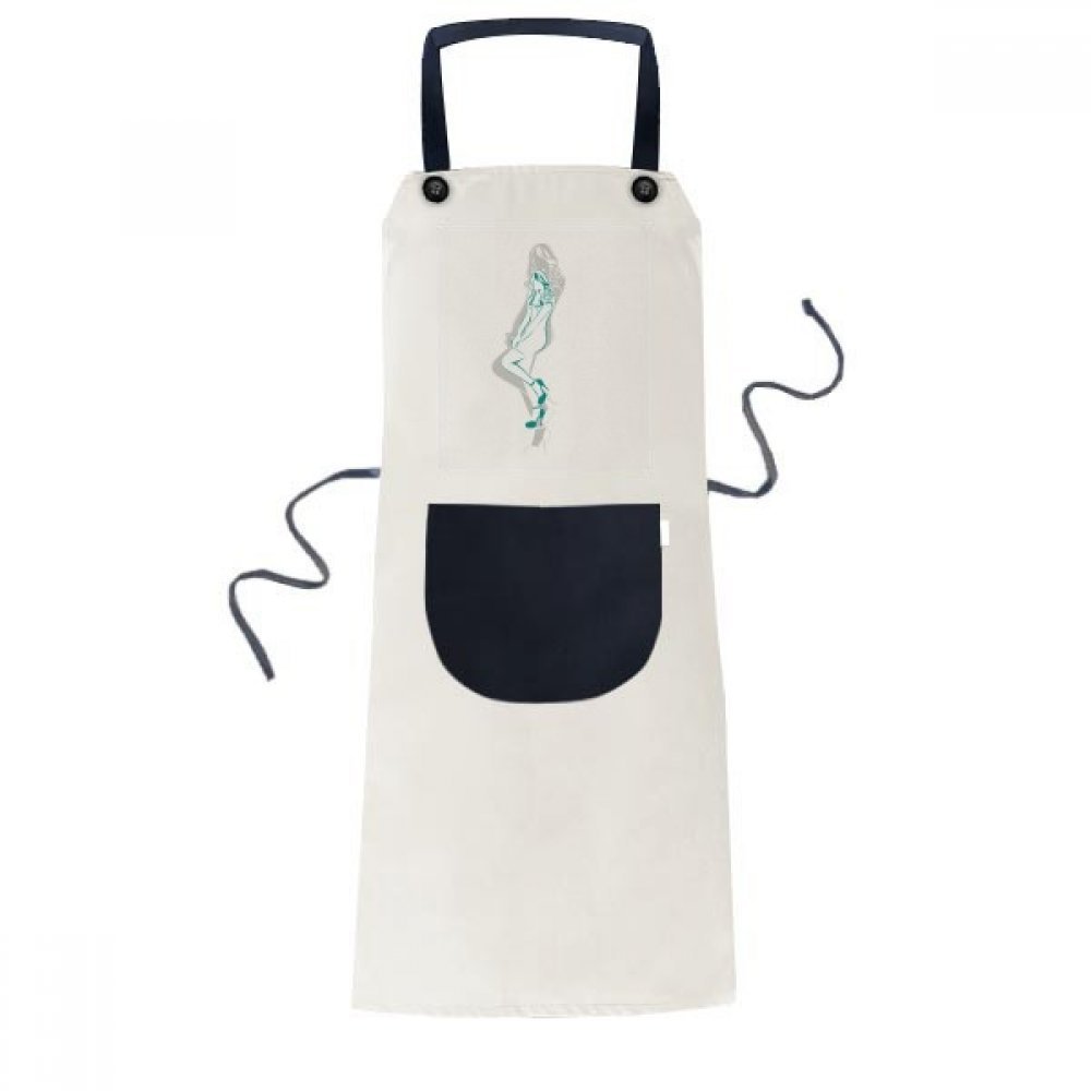 Tablier bavoir de cuisine beige pour éviter les taches avec poche de rangement