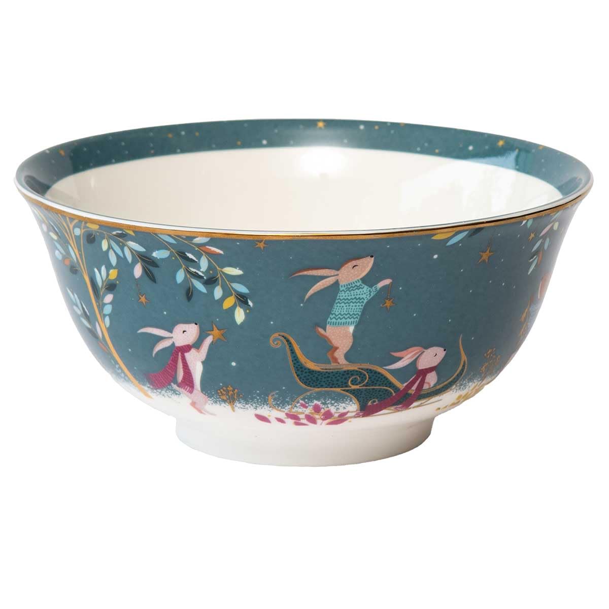 Sara Miller London Woodland Tales Candy Bowl, Rabbit Sleigh, Green