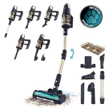 Cecotec Scopa Elettrica Conga Rockstar 9500 Lunar Pet Flex. Massima Potenza di Aspirazione 300AW, Ultra Potenza 780W, 100 min Autonomia, Spazzola HairLess anti-nodi, Tubo Flessibile e Kit Accessori