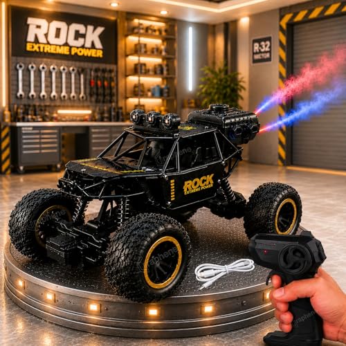 Image of GRAPHENE Remote Control Rc Drift Stunt Car Toy for Kids 4x4 Rock Crawler Double Smoke Off Road Monster Truck Rechargeable Battery LED Lights Big Anti-Slip Tyres Racing Car Toy Gift Kids Boys Girls