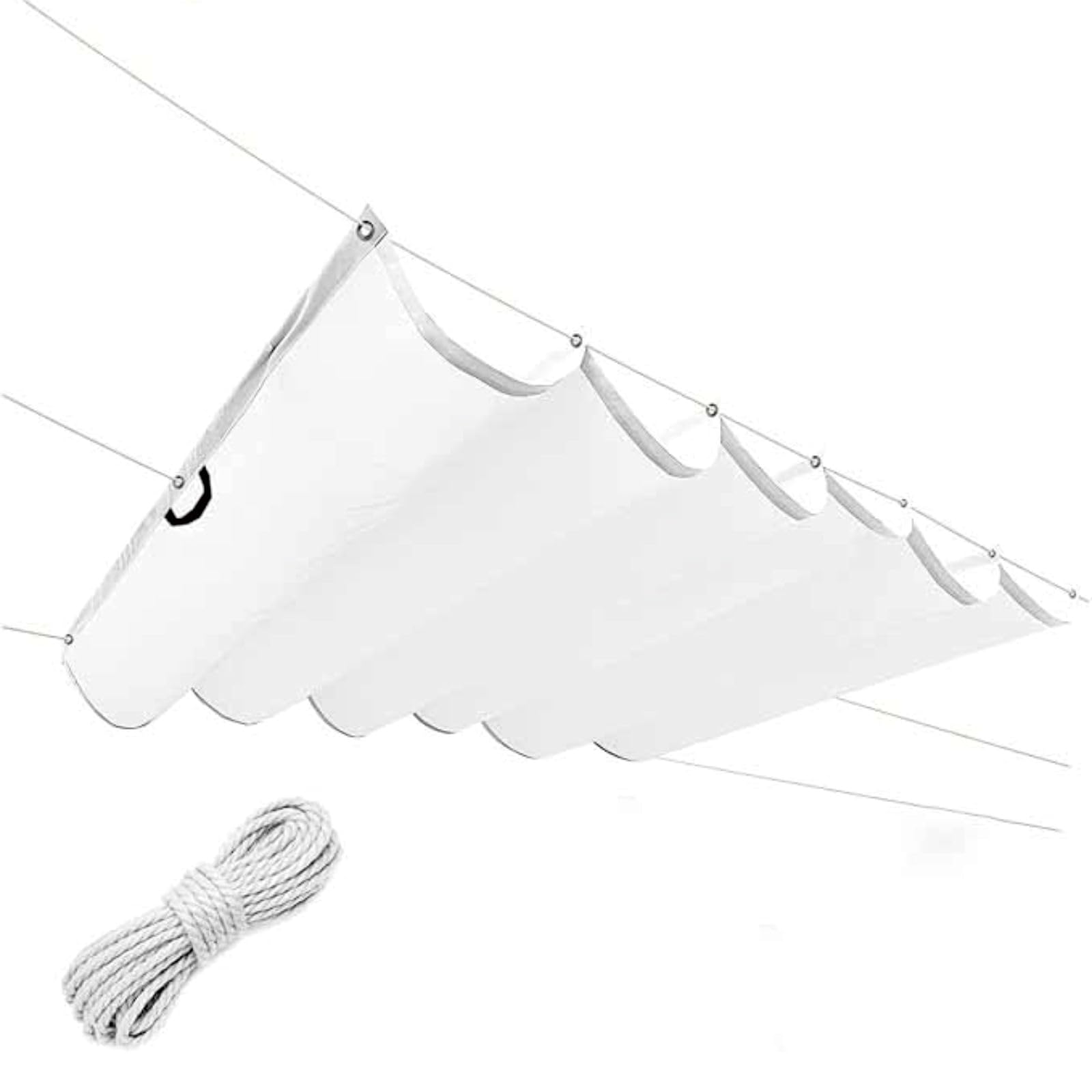 Voile d'ombrage vague imperméable blanche 150x340 cm en toile PES haute résistance aux UV