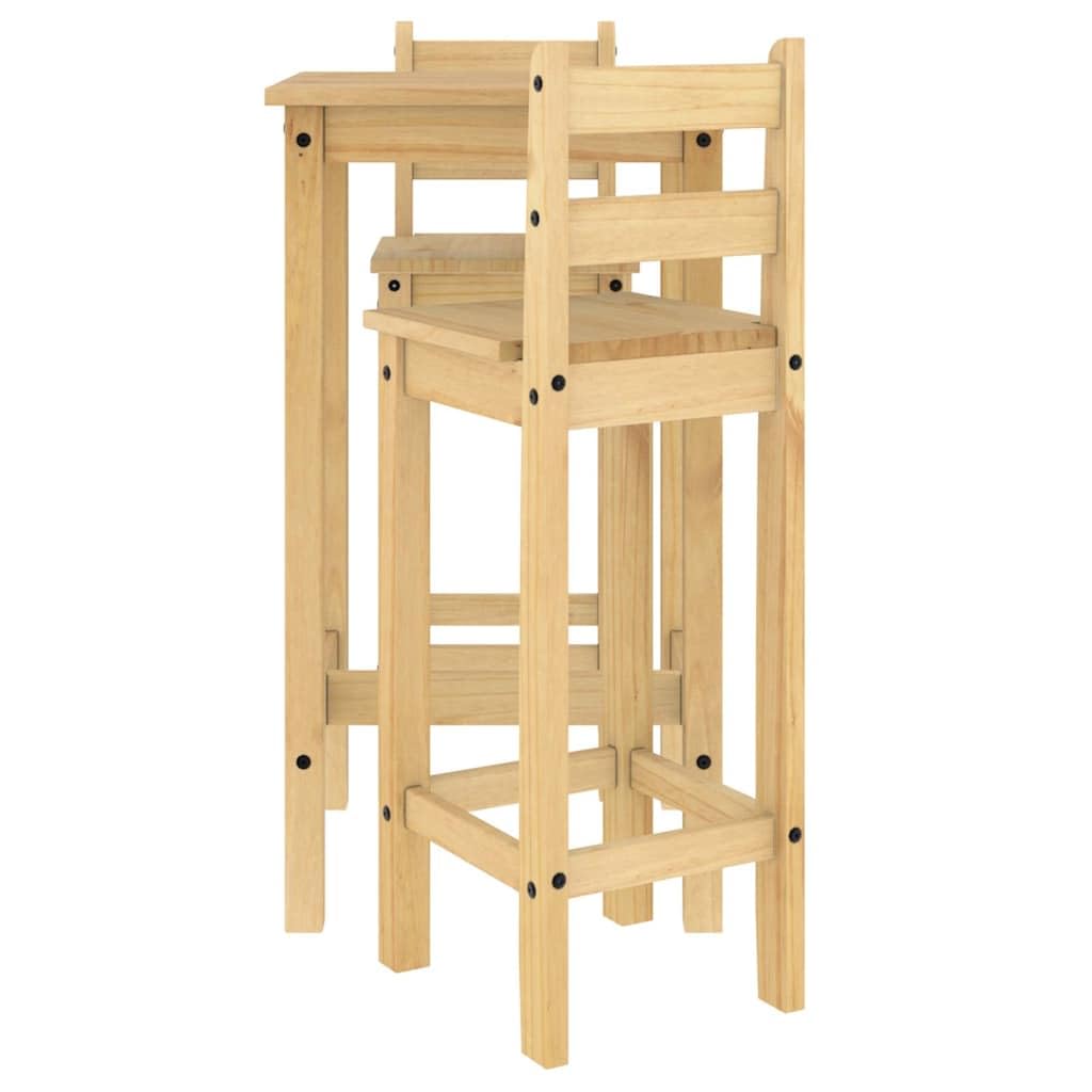 Ensemble de bar 3 pièces en pin massif avec finition cire de miel, table de bar 57 x 57 x 101 cm et 2 chaises de bar, salon pour salle à manger, cuisine, salon, peu encombrant, robuste