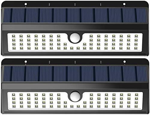 Lemontec Solar Lights, 62 LED Wall Solar Light Outdoor Security Lighting Nightlight with Motion Sensor Detector for Garden Back Door Step Stair Fence Deck Yard Driveway, 2 Pack