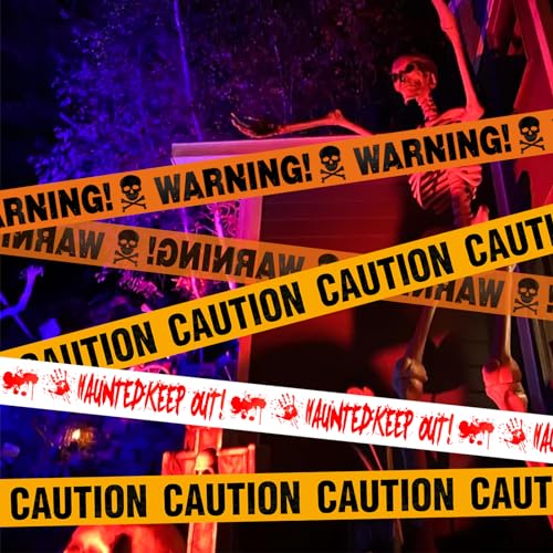 ENAIAH Cinta de Advertencia de Halloween Cinta de Advertencia de Peligro Zombi Cinta de Caución Espeluznante Caution Cinta de Seguridad Cinta Peligro, para Decoración de Fiesta de Halloween