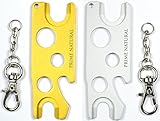Essential Oil Opener Key Tool - 2 Pack in Metal (Matte Golden & Matte Silver) Essential Oils Bottle Opener to Remove Roller Balls Caps Rollers Fitments Euro Droppers Fits All Brands