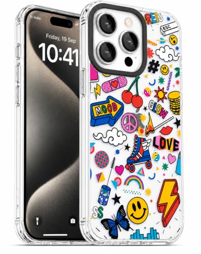 Image of SQUIF for iPhone 15 Pro Back Case Cover Silicone Transparent Soft Design Art Printed | Camera Bump Protection (Multicolor)