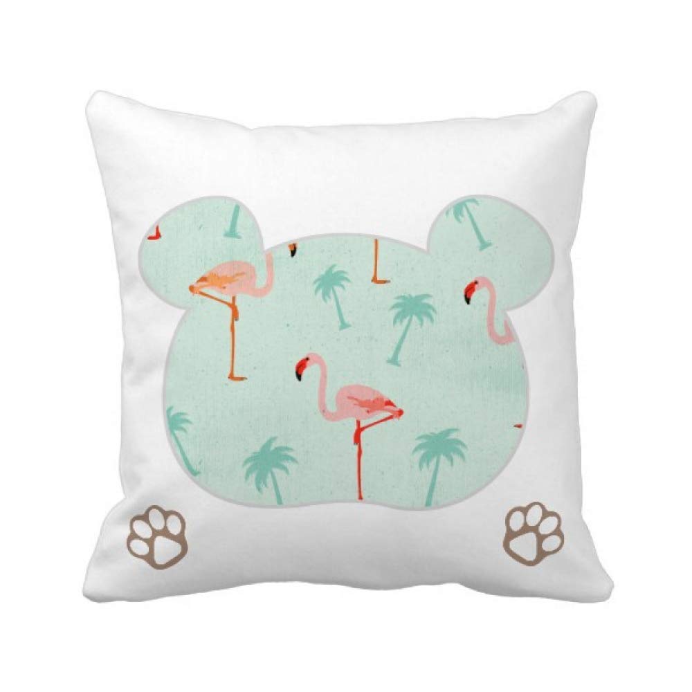 Housse de coussin flamant rose carrée 45x45 cm en coton pour décoration de canapé salon