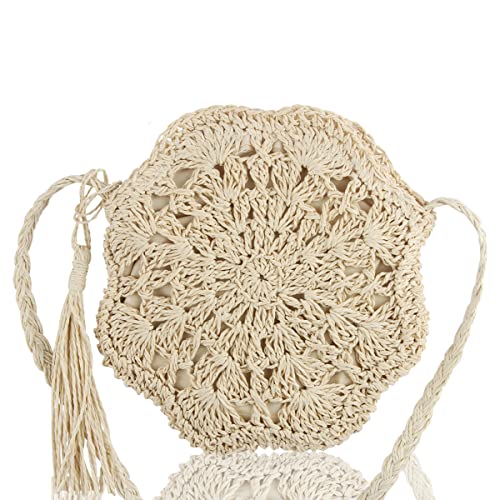 XiXiRan Bolso Paja Mujer Verano, Bolso Rafia Mujer Borsa Paglia Mare Grande, Bolso de Playa de Paja Bolso Bandolera Tejido de Ratan Capazo de Mano Mimbre con Bandolera Ajustable Cremallera
