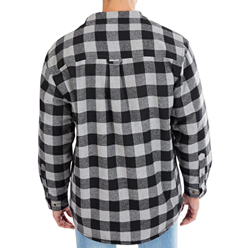 Image of Smith's Workwear Mens Zip-Front Sherpa-Lined Flannel Shirt JacketJacket