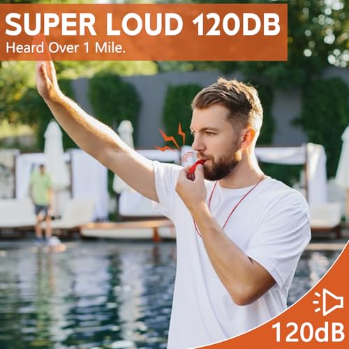 Emergency Whistles Survival, 2PCs Super Loud Double Tube Safety Whistles with Adjustable Reflective Lanyard, Waterproof Boat Whistle for Life Vest Jacket, Kayak, Hiking, Kids (Red) - Image 4