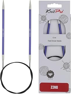 Knit Pro Zing: Agujas de Tejer Circulares fijas: 80 cm x 4,50 mm, Aluminio, Morado