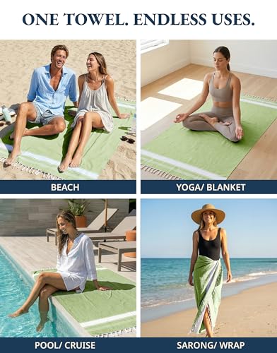 image for LANE LINEN Turkish Beach Towel 2 Pack, Oversized Beach Towel 39