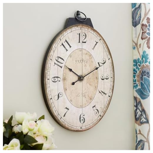 MODE HOME Large 29 Inch Oval Wall Clock for Living Room Decor, French Vintage Farmhouse Wall Clock, Retro Wall Clock Battery Operated as Big Decorative Wall Clocks for Home