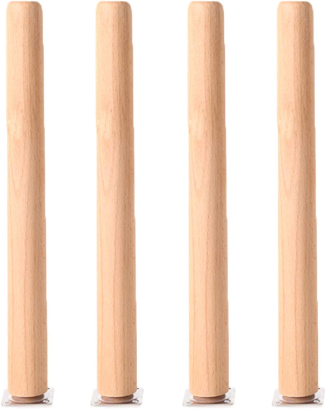 Pieds de table 70 cm en bois ronds pour meuble TV et canapé avec kit de fixation
