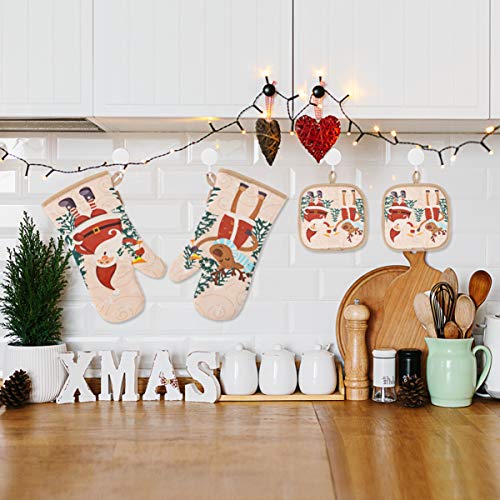 BESTonZON-Oven-Mitts-and-Pot-Holders-Set-of-4-500F-Heat-Resistant-Oven-Gloves-with-Silicone-Non-Slip-for-Kitchens-Grilling-Cooking-Baking-Christmas