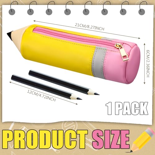 Kisston Leather Pencil Shaped Pencil Case, Cute Pencil Pouch, Pencil Shaped Bag With Zipper, Teacher Pencil Pouch, Kids Pencil Case thumb #1
