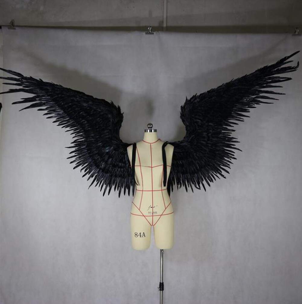 DAXINYANG Black Feather Wing Devil Angel Halloween Wings Catwalk Model Large Cosplay Holiday Party Men's Wings Party Props