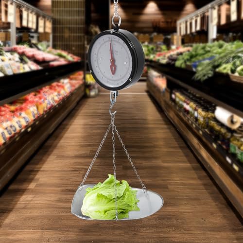 Balanza de Colgar Mecánica con Dial Doble Cara, Capacidad 22 lb/10 kg, con Cadena y Bandeja, Negra miniatura 2