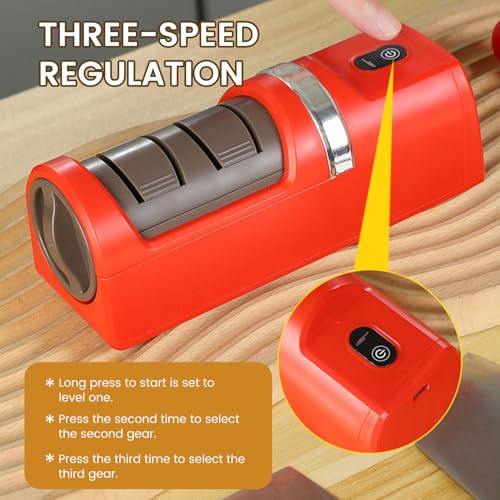 Affûteur de couteaux électrique compact rouge à base antidérapante