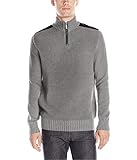 Kenneth Cole Men's Half-Zip Sweater with Faux-Leather Piecing