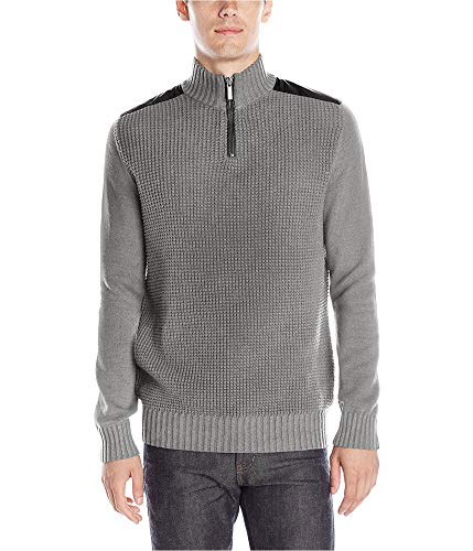 Kenneth Cole Men's Half-Zip Sweater with Faux-Leather Piecing