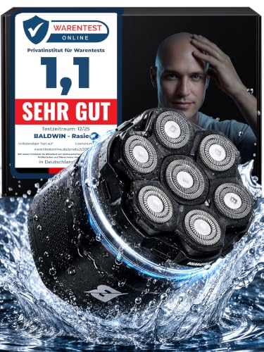 BALDWIN Glatzen Rasierer Herren Glatzenrasierer 7D mit Magnetischen Scherkopf | Kopfrasierer Glatze | Bold Shaver Kopf | Head Shaver Trocken und Nass Rasur Wasserdicht Kopf Rasierer