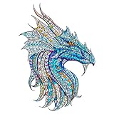 Wooden Jigsaw Puzzles- Warrior Dragon Puzzle Unique Shape Animal Wooden Puzzle, Best Gift for Adults...