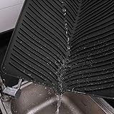 Yacee 100% Waterproof BPA Free Silicone Dish Drying Mat - 24' x 18' x 0.3' Large Drainer Mat Protection Heat Resistant Trivet Counter Top Mat Sink Non Slip Dish Draining Mat Dish Washer(XL, Black)