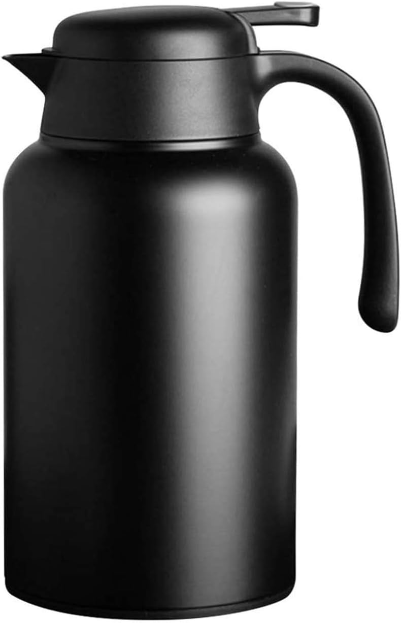 Luvan 2L Thermal Coffee Carafes,304 18/10 Stainless Steel Double Walled Vacuum Insulated Coffee Carafe Jugs with Press Button Top 12+ Hrs Heat&24+ Hrs Cold Retention,for Coffee,Tea,Beverage Black