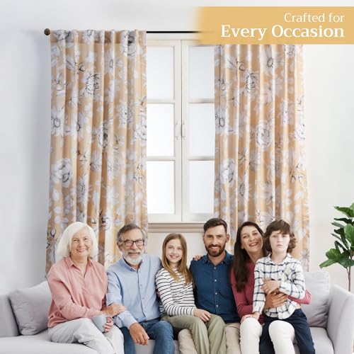Image of Maison d' Hermine Curtains for Living Room 100% Cotton 50 inchx84 inch (Pack of 2) | 84 inches long Light Filtering Curtains for Windows Bedroom with Rod and Loop Pockets - Pretty Autumn