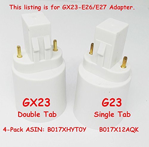 E-Simpo 10Pcs 2P Gx23 To E26 Lamp Socket Adapter, Gx23 To E26/E27 Lamp Base Converter 2Pin Bulb Sockets Adapter Double Tab.2P In Parallel (10-Pack) #TOP1