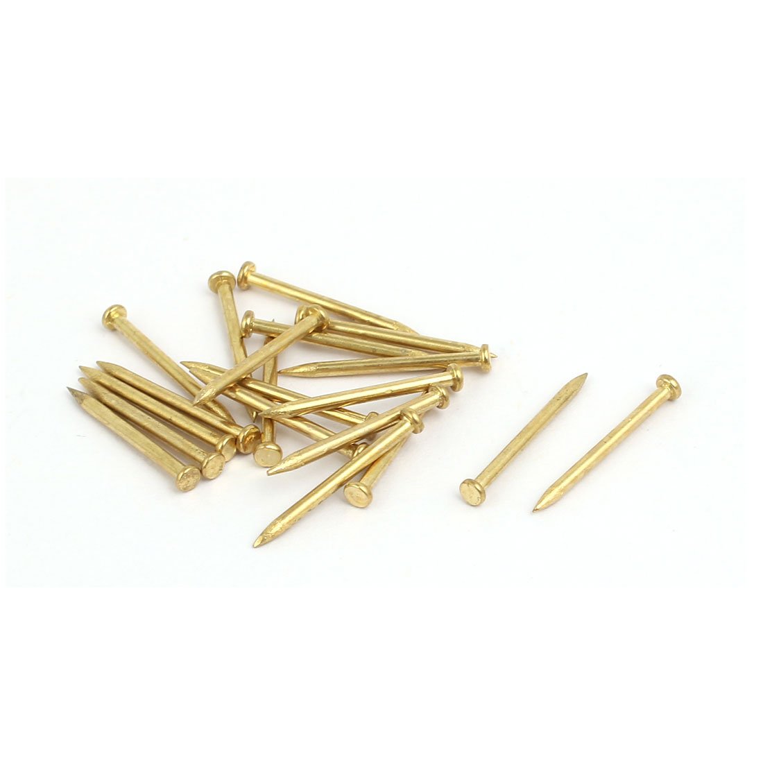 Aexit 1.3mm x Fastener 18mm Carbon Steel Round Head Siding Wall Cement Nail Bronze Tone 20pcs Model:71as76qo262