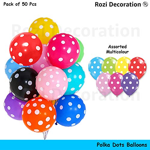 Image of Rozi Decoration Multicolor Birthday Decoration Items Set of 51 Pcs Polka Dot Balloons for Birthday Parties Decorations | Adult Birthday Decoration Items | Happy Birthday Foil Balloons