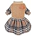 Dog Dress Fall Dog Clothes Dog Sweater Dress with Plaid Hem for Small Dogs Girl Winter Warm Fleece Dog Pullover Sweater Pet Clothes Dresses M Khaki