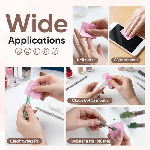 FEBABACI 1200 Lint Free Nail Wipes, Acetone Nail Polish Remover Pads, No Lint Wipes for Nail Art Gel Nail Supplies and Eyelash Extensions Wipes