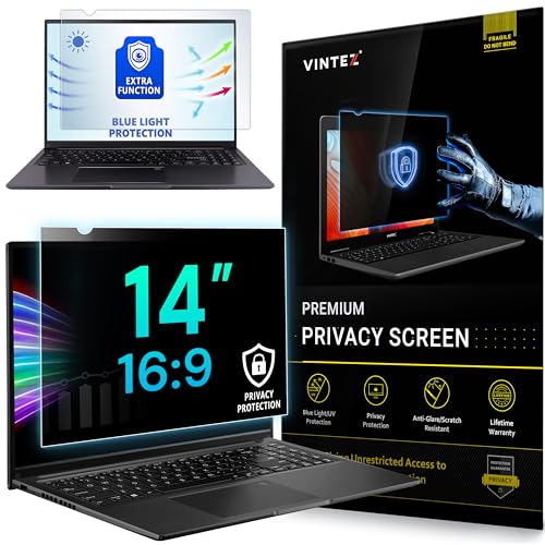 Image of 14.0 Inch (Diagonally Measured) - Privacy Screen Filter - Anti-Scratch, Anti-Glare Protector for Widescreen Laptops by VINTEZ